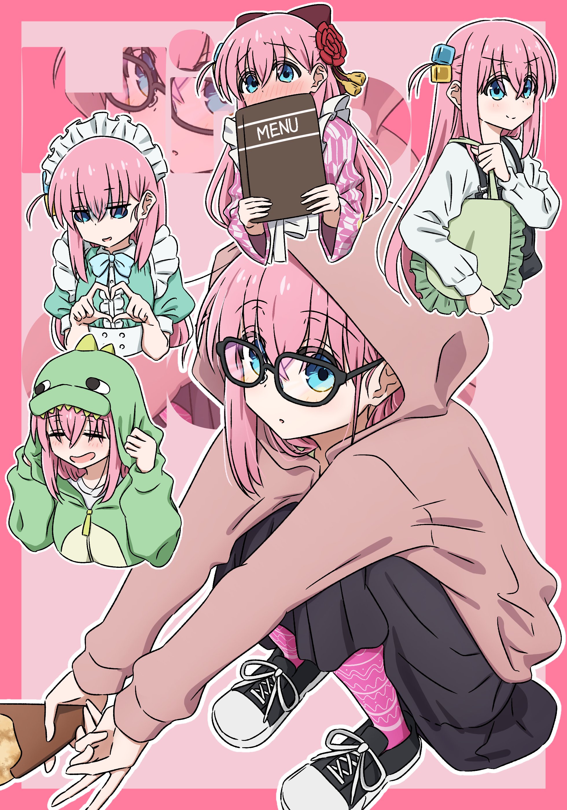 oekaki-bibbi-bocchi-the-rock-gotou-hitori-maid-megane-pajama-pantyhose